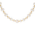 Collier en acier et PVD dor&eacute; perles blanches de culture d'eau douce - 40+5cm