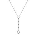 Collier en acier forme Y oxydes blancs sertis clos et goutte avec r&eacute;sine et strass blancs 39.5+4cm Artemare
