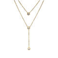 Colliers sur Artemare : Collier en acier forme Y oxydes blancs sertis clos 39.5+4cm
