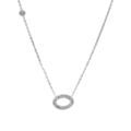 Collier en acier ovale contour r&eacute;sine et strass et un oxyde blanc 42+5cm