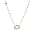Colliers sur Artemare : Collier en acier PVD dor&eacute; ovale contour r&eacute;sine et strass et un oxyde blanc 42+5cm