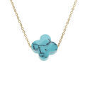 Collier en acier PVD dor&eacute; motif pierre imitation facet&eacute; turquoise 40+5cm Artemare