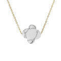 Collier en acier PVD dor&eacute; motif pierre imitation facet&eacute; blanc marbre 40+5cm Artemare