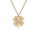 Collier en acier dor&eacute; motif tr&egrave;fle avec 1 oxyde blanc 39+4cm Artemare