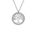 Collier en acier pendentif arbre de vie r&eacute;sine et strass 39+5cm