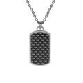 Collier en acier pendentif rectangulaire pans arrondi carbone 30x18mm 50+5cm Artemare