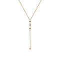 Collier en acier et PVD dor&eacute; forme cravate avec oxydes blancs sertis clos - 40+5cm