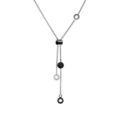 Collier en acier forme Y avec pastilles PVD noir - 43+5cm