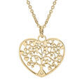 Collier en acier PVD dor&eacute; pendentif coeur arbre de vie decoup&eacute; 22mm 40+5cm Artemare