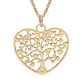 Collier en acier et PVD dor&eacute; pendentif motif coeur arbre de vie decoup&eacute; 28mm 40+5cm