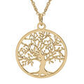 Collier en acier PVD dor&eacute; pendentif rond arbre de vie decoup&eacute; 25mm 40+5cm Artemare