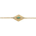 Bracelet en plaqu&eacute; or forme losange oxyde vert serti clos 16+2cm