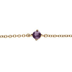 Bracelet en plaqu&eacute; or solitaire oxyde violet 4mm 16+2cm