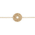 Bracelet en plaqu&eacute; or disque &eacute;vid&eacute;e calendrier astrologie et soleil 16+2cm