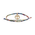 Bracelet liberty tissu fleuri une pampille arbre de vie plaqu&eacute; or avec oxydes blancs sertis, r&eacute;glable Artemare