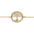 Bracelet en plaqu&eacute; or arbre de vie contour oxydes blancs sertis 16+4cm