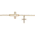 Bracelets sur Artemare : Bracelet en plaqu&eacute; or double croix lisse avec pavage d'oxydes blancs 16+2cm