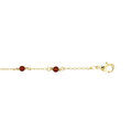 Bracelet en plaqu&eacute; or pierre agate rouge fonc&eacute; v&eacute;ritable 16+2cm Artemare
