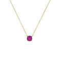 Collier en plaqu&eacute; or solitaire oxyde fushia 4mm 40+4cm Artemare