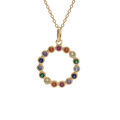 Collier en plaqu&eacute; or cercle oxydes multi couleurs 42+3cm Artemare