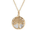 Collier en plaqu&eacute; or arbre de vie avec nacre blanche 42+3cm Artemare