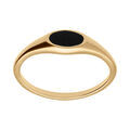 Bagues sur Artemare : Chevali&egrave;re femme plaqu&eacute; or pav&eacute; forme ovale avec onyx imitation v&eacute;ritable