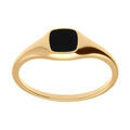 Bague plaqu&eacute; or pav&eacute; de forme carr&eacute; onyx imitation Artemare