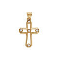 Pendentifs sur Artemare : Pendentif en plaqu&eacute; or croix 20x12mm ajour&eacute;e avec oxydes blancs