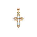 Pendentif en plaqu&eacute; or croix 15x10mm avec oxydes blancs sertis Artemare