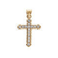 Pendentif en plaqu&eacute; or croix 17x12mm avec oxydes blancs sertis