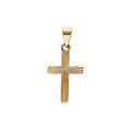 Pendentif en plaqu&eacute; or croix diamant&eacute;e 15x10mm