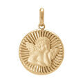 Pendentifs sur Artemare : Pendentif plaqu&eacute; or m&eacute;daille 15mm diamant&eacute; et strill&eacute; avec Ange
