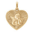 Pendentif plaqu&eacute; or coeur diamant&eacute; avec Ange - 16X14mm Artemare