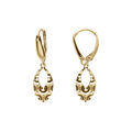 Boucles d'oreille dormeuse argent dor&eacute; ovale martel&eacute; Artemare