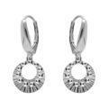 Boucles d'oreille dormeuse argent rhodi&eacute; cercle martel&eacute;