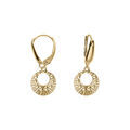 Boucles d'oreille sur Artemare : Boucles d'oreille dormeuse argent dor&eacute; jaune cercle martel&eacute;
