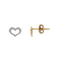 Boucles d'oreille tige argent dor&eacute; coeur givr&eacute;