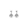 Boucles d'oreille tige argent rhodi&eacute; pendante arbre de vie 8mm
