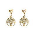 Boucles d'oreille sur Artemare : Boucles d'oreille tige argent dor&eacute; jaune pendante arbre de vie 8mm