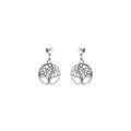 Boucles d'oreille tige argent rhodi&eacute; pendante arbre de vie 10mm Artemare