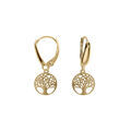 Boucles d'oreille dormeuse argent dor&eacute; arbre de vie 10mm