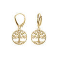Boucles d'oreille sur Artemare : Boucles d'oreille dormeuse argent dor&eacute; arbre de vie 15mm