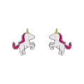 Boucles d'oreille sur Artemare : Boucles d'oreille tige argent rhodi&eacute; licorne entiere