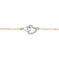 Bracelet cha&icirc;ne dor&eacute; jaune et coeur et cercle entrelac&eacute; argent rhodi&eacute; avec oxyde blanc r&eacute;glable 16 &agrave; 19cm Artemare