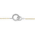 Bracdelet cha&icirc;ne dor&eacute; jaune et 2 cercles entreelac&eacute;s argent rhodi&eacute; avec oxyde blanc r&eacute;glable 16 &agrave; 19cm Artemare