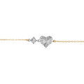 Bracelet argent rhodi&eacute; et dor&eacute; jaune coeur diamant&eacute; avec 1 oxyde blanc r&eacute;glable 16 &agrave; 19cm Artemare