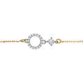 Bracelet argent rhodi&eacute; et dor&eacute; jaune cercle contour oxydes blancs r&eacute;glable 16 &agrave; 19cm