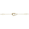 Bracelet argent dor&eacute; jaune coeurs lisses et oxydes blancs r&eacute;glable 16 &agrave; 19cm Artemare