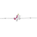 Bracelets sur Artemare : Bracelet argent rhodi&eacute; boules avec licorne entiere r&eacute;glable 13 &agrave; 16cm