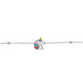 Bracelets sur Artemare : Bracelet argent rhodi&eacute; boules avec t&ecirc;te licorne r&eacute;glable 13 &agrave; 16cm